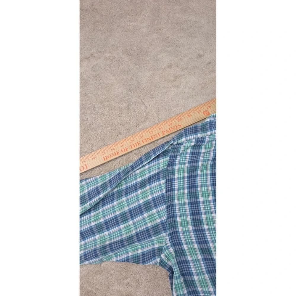 Vintage Polo Ralph Lauren Blaire Shirt Mens  XL Blue Green Plaid Pleated L/S EUC